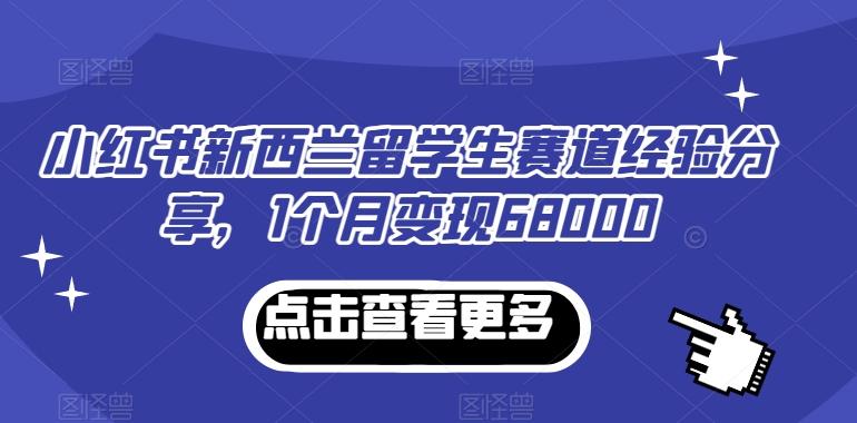 小红书新西兰留学生赛道经验分享，1个月变现68000【揭秘】网创项目-副业赚钱-互联网创业-资源整合冒泡网