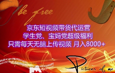 京东短视频带货代运营，学生党、宝妈党超级福利，只需每天无脑上传视频，月入8000+【仅揭秘】网创项目-副业赚钱-互联网创业-资源整合冒泡网