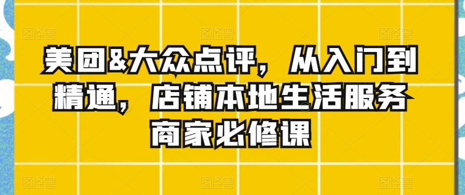 美团&大众点评，从入门到精通，店铺本地生活服务商家必修课网创项目-副业赚钱-互联网创业-资源整合冒泡网