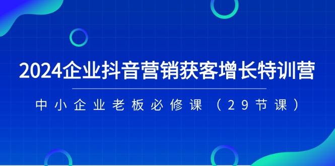 2024企业抖音-营销获客增长特训营，中小企业老板必修课(29节课网创项目-副业赚钱-互联网创业-资源整合冒泡网