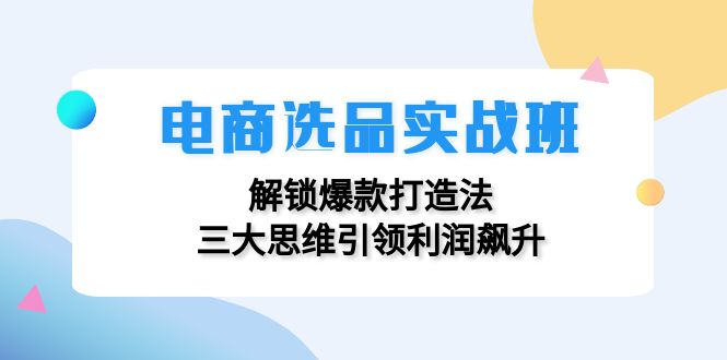 电商选品实战班：解锁爆款打造法，三大思维引领利润飙升网创项目-副业赚钱-互联网创业-资源整合冒泡网