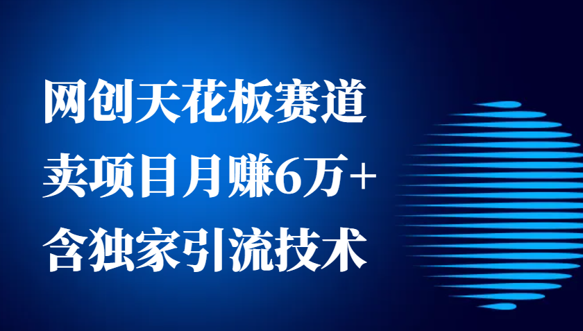 网创天花板赛道，卖项目月赚6万+，含独家引流技术(共26节课)网创项目-副业赚钱-互联网创业-资源整合冒泡网