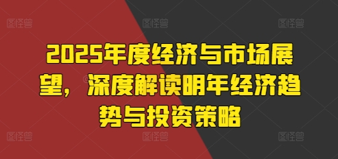 2025年度经济与市场展望，深度解读明年经济趋势与投资策略网创项目-副业赚钱-互联网创业-资源整合冒泡网