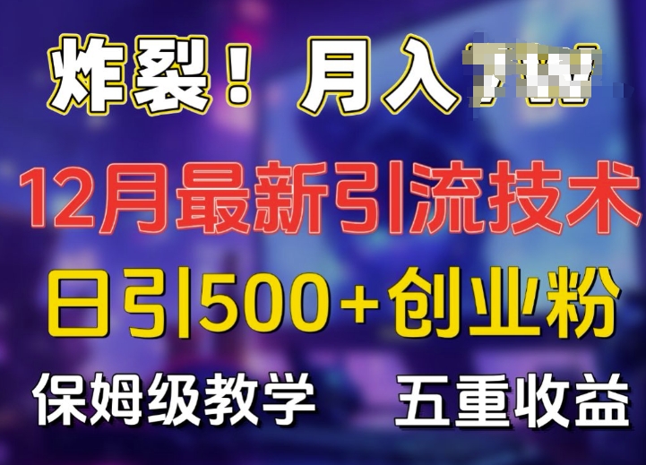 炸裂!揭秘12月最新日引流500+精准创业粉，多重收益保姆级教学网创项目-副业赚钱-互联网创业-资源整合冒泡网