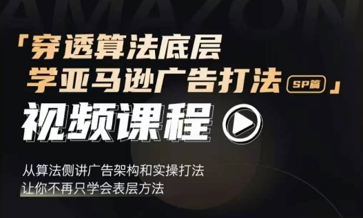 穿透算法底层，学亚马逊广告打法SP篇，从算法侧讲广告架构和实操打法，让你不再只学会表层方法网创项目-副业赚钱-互联网创业-资源整合冒泡网