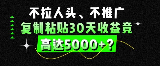 不拉人头、不推广，复制粘贴30天收益竟高达5000+？网创项目-副业赚钱-互联网创业-资源整合冒泡网