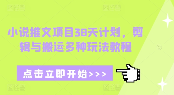 小说推文项目38天计划，剪辑与搬运多种玩法教程网创项目-副业赚钱-互联网创业-资源整合冒泡网