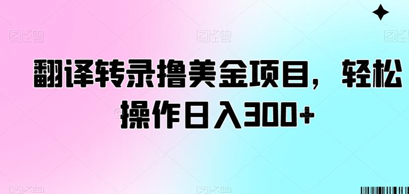 翻译转录撸美金项目，轻松操作日入300+【揭秘】网创项目-副业赚钱-互联网创业-资源整合冒泡网