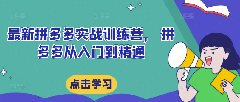 最新拼多多实战训练营， 拼多多从入门到精通网创项目-副业赚钱-互联网创业-资源整合冒泡网