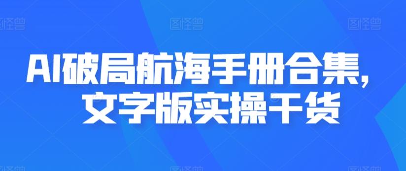 AI破局航海手册合集，文字版实操干货网创项目-副业赚钱-互联网创业-资源整合冒泡网