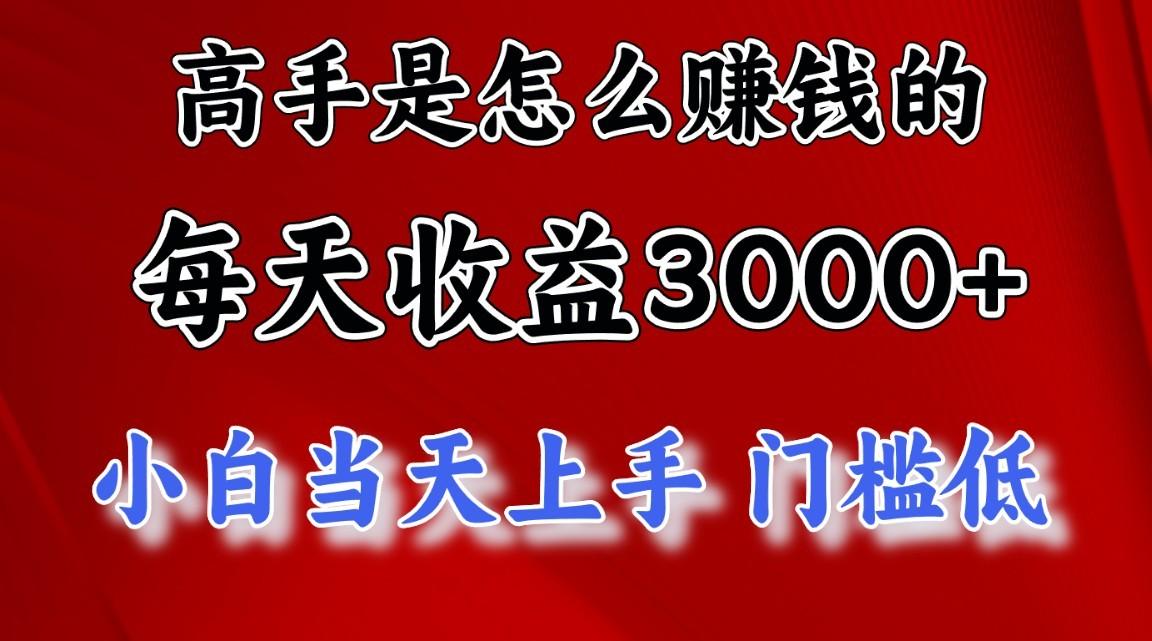 高手是怎么赚钱的，1天收益3500+，一个月收益10万+，网创项目-副业赚钱-互联网创业-资源整合冒泡网