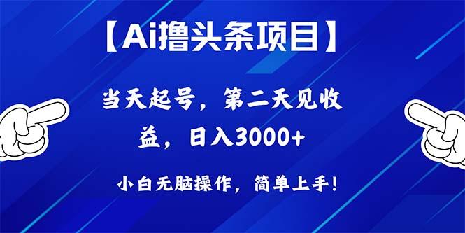 Ai撸头条，当天起号，第二天见收益，日入3000+网创项目-副业赚钱-互联网创业-资源整合冒泡网