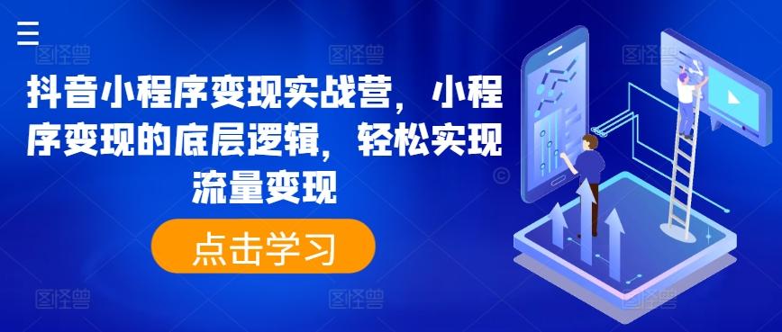 抖音小程序变现实战营，小程序变现的底层逻辑，轻松实现流量变现网创项目-副业赚钱-互联网创业-资源整合冒泡网