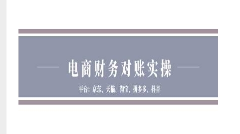 电商财务对账实操-京东天猫淘宝拼多多抖音电商财务对账网创项目-副业赚钱-互联网创业-资源整合冒泡网