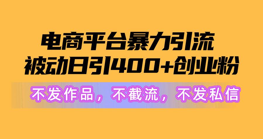 电商平台暴力引流,被动日引400+创业粉不发作品，不截流，不发私信网创项目-副业赚钱-互联网创业-资源整合冒泡网