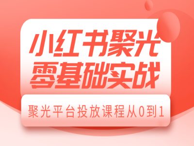 小红书聚光零基础实战，聚光平台投放课程从0到1网创项目-副业赚钱-互联网创业-资源整合冒泡网