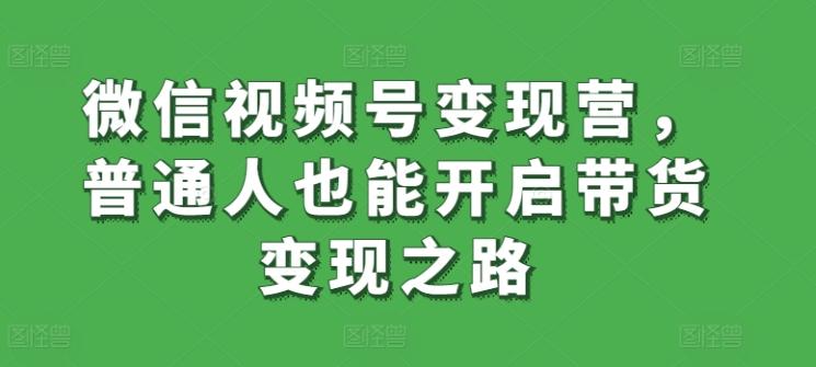 微信视频号变现营，普通人也能开启带货变现之路网创项目-副业赚钱-互联网创业-资源整合冒泡网