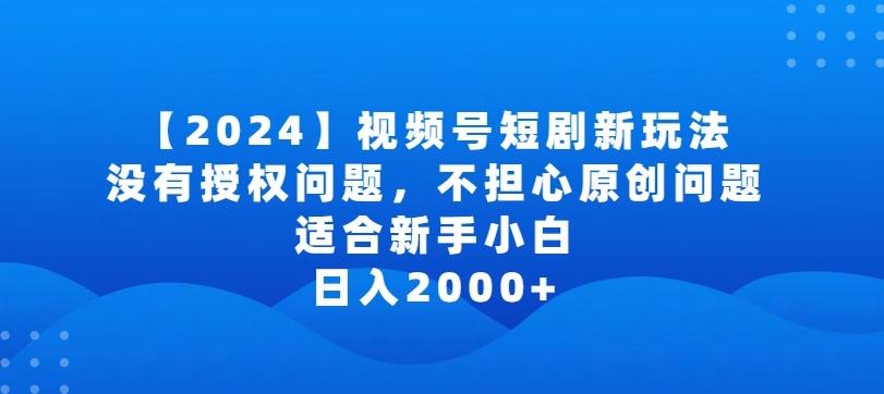 2024视频号短剧玩法，没有授权问题，不担心原创问题，适合新手小白，日入2000+【揭秘】网创项目-副业赚钱-互联网创业-资源整合冒泡网