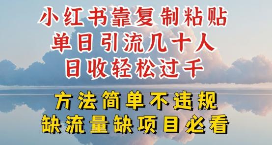 小红书靠复制粘贴单日引流几十人目收轻松过千，方法简单不违规【揭秘】网创项目-副业赚钱-互联网创业-资源整合冒泡网