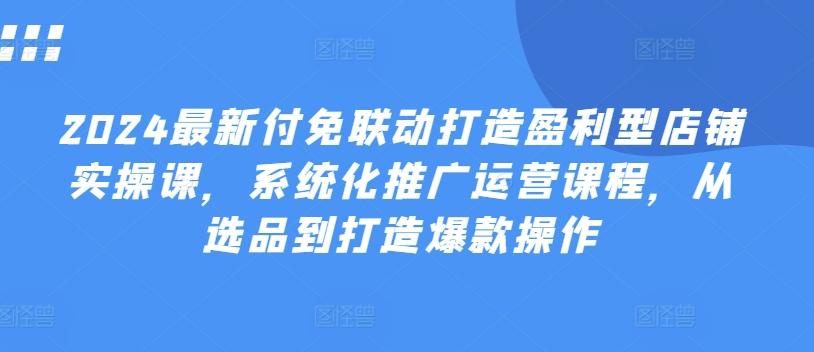 2024最新付免联动打造盈利型店铺实操课，​系统化推广运营课程，从选品到打造爆款操作网创项目-副业赚钱-互联网创业-资源整合冒泡网