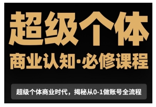 超级个体商业认知觉醒视频课，商业认知·必修课程揭秘从0-1账号全流程网创项目-副业赚钱-互联网创业-资源整合冒泡网