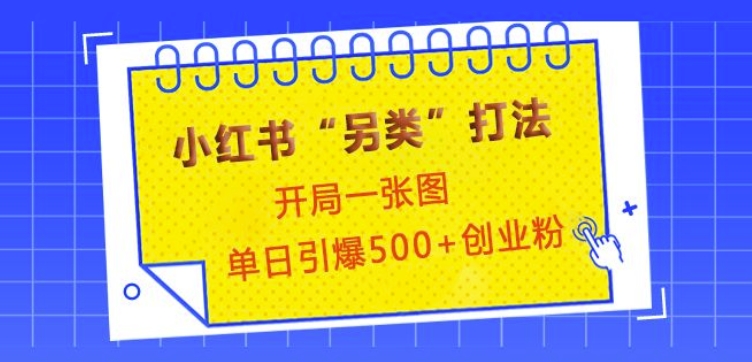 小红书“另类”打法，开局一张图，单日引爆500+精准创业粉【揭秘】网创项目-副业赚钱-互联网创业-资源整合冒泡网