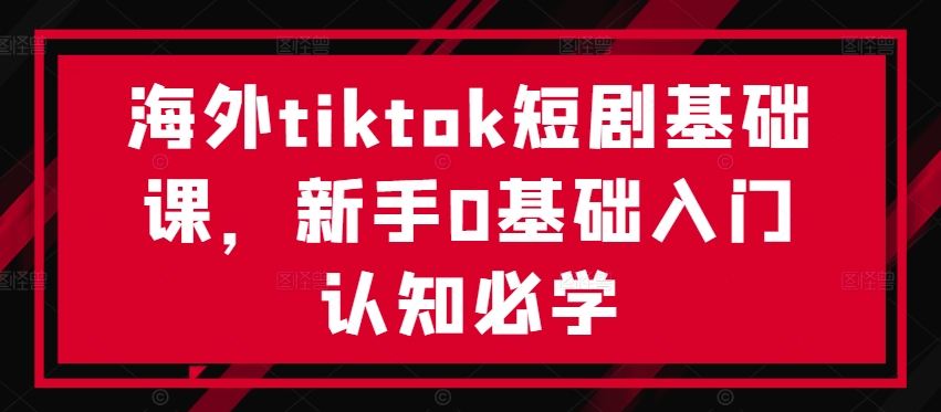 海外tiktok短剧基础课，新手0基础入门认知必学网创项目-副业赚钱-互联网创业-资源整合冒泡网