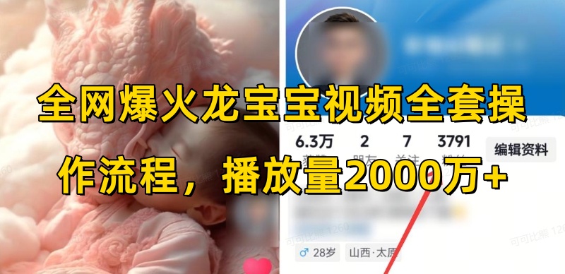 全网爆火龙宝宝视频全套操作流程，播放量2000万+网创项目-副业赚钱-互联网创业-资源整合冒泡网