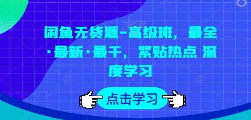 闲鱼无货源-高级班，最全·最新·最干，紧贴热点 深度学习网创项目-副业赚钱-互联网创业-资源整合冒泡网