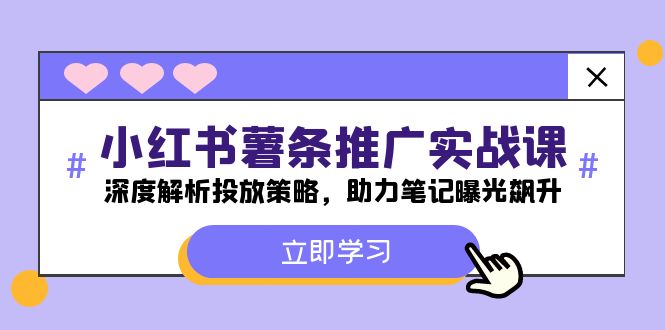 小红书-薯条推广实战课：深度解析投放策略，助力笔记曝光飙升网创项目-副业赚钱-互联网创业-资源整合冒泡网