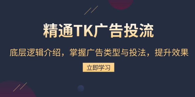 精通TK广告投流：底层逻辑介绍，掌握广告类型与投法，提升效果网创项目-副业赚钱-互联网创业-资源整合冒泡网