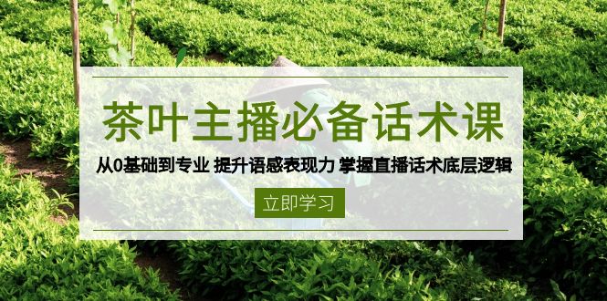 茶叶 主播必备话术课 从0基础到专业 提升语感表现力 掌握直播话术底层逻辑网创项目-副业赚钱-互联网创业-资源整合冒泡网