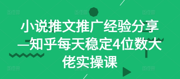 小说推文推广经验分享—知乎每天稳定4位数大佬实操课网创项目-副业赚钱-互联网创业-资源整合冒泡网