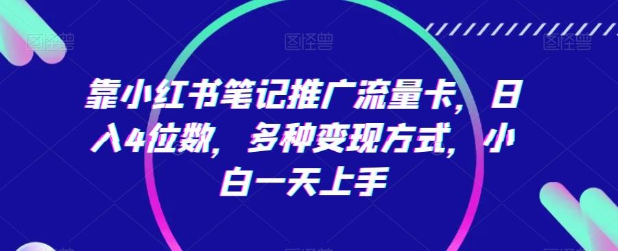 靠小红书笔记推广流量卡，日入4位数，多种变现方式，小白一天上手网创项目-副业赚钱-互联网创业-资源整合冒泡网