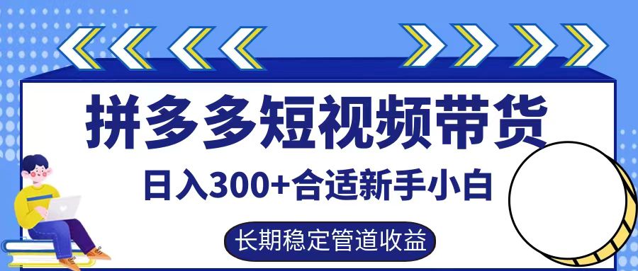 拼多多短视频带货日入300+，实操账户展示看就能学会网创项目-副业赚钱-互联网创业-资源整合冒泡网