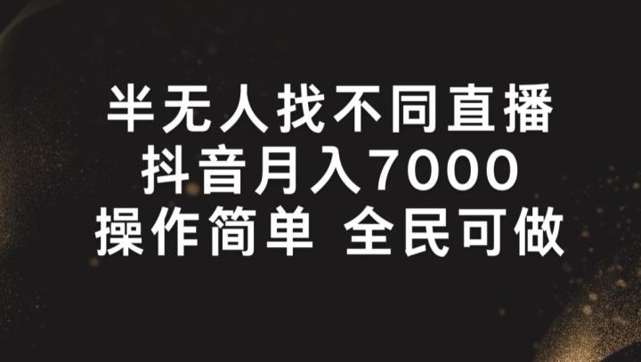 半无人找不同直播，月入7000+，操作简单 全民可做【揭秘】网创项目-副业赚钱-互联网创业-资源整合冒泡网