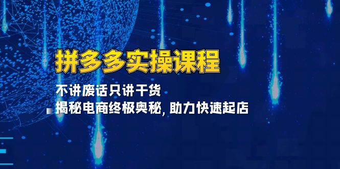 拼多多实操课程：不讲废话只讲干货, 揭秘电商终极奥秘,助力快速起店网创项目-副业赚钱-互联网创业-资源整合冒泡网