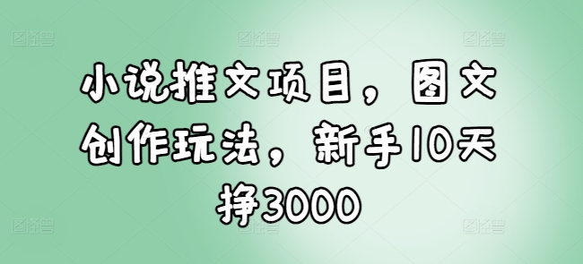 小说推文项目，图文创作玩法，新手10天挣3000网创项目-副业赚钱-互联网创业-资源整合冒泡网