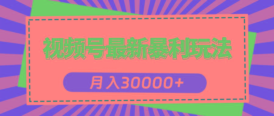 视频号最新暴利玩法，轻松月入30000+网创项目-副业赚钱-互联网创业-资源整合冒泡网