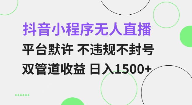 抖音小程序无人直播 平台默许 不违规不封号 双管道收益 日入多张 小白也能轻松操作【仅揭秘】网创项目-副业赚钱-互联网创业-资源整合冒泡网