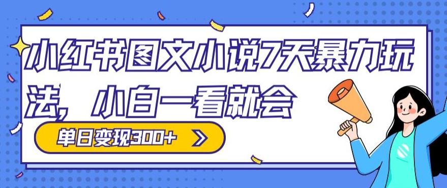 小红书图文小说7天暴力玩法，小白一看就会，单日变现300+网创项目-副业赚钱-互联网创业-资源整合冒泡网